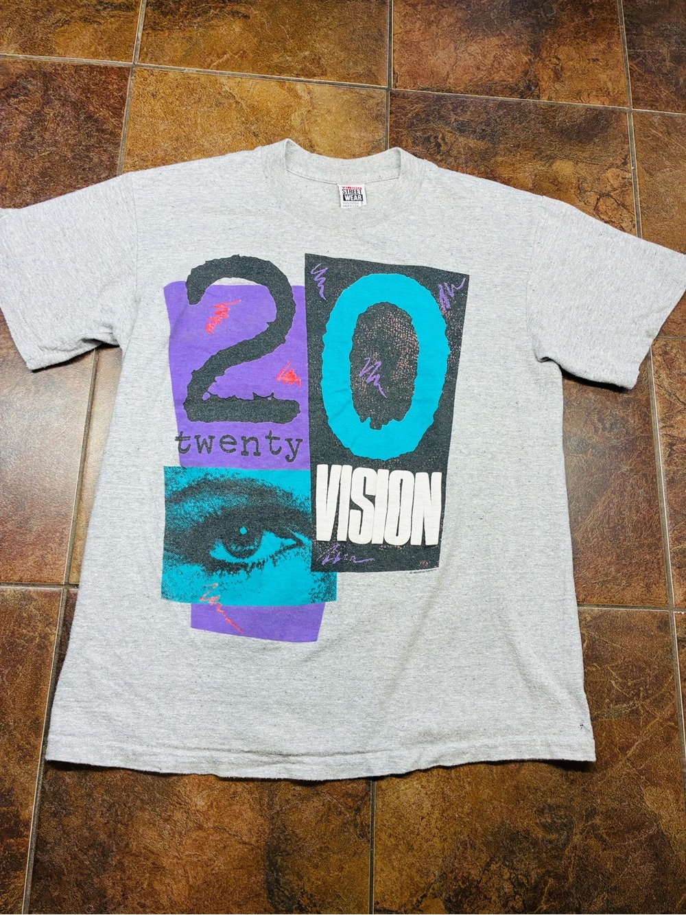 1989 Vintage Graphic Tee - Gray with Teal & Purple